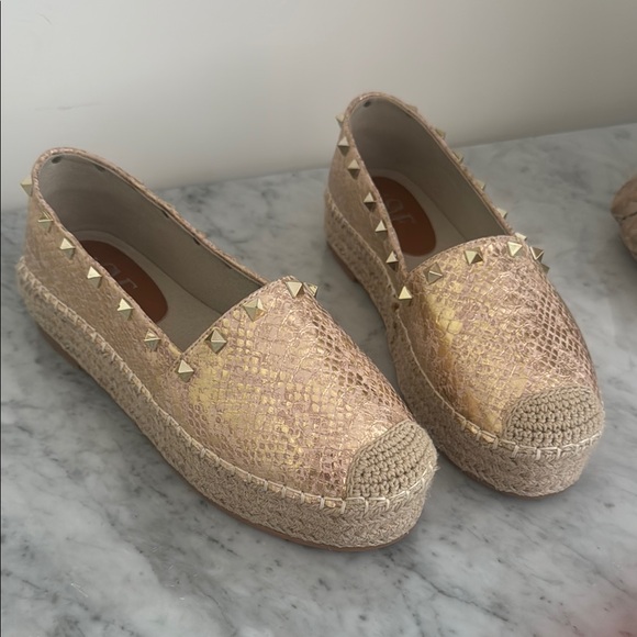 Gold Espadrilles with Studded Details - Size 38 - Picture 1 of 5
